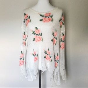 Wildfox Prairie Rose Lennon Sweater White Label